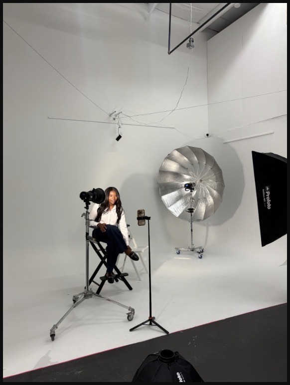 Model portrait with umbrella lighting