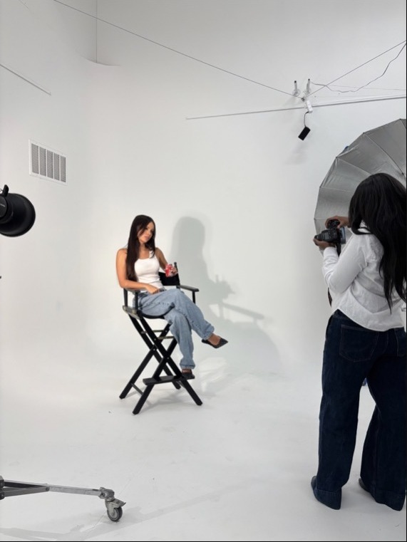 Studio session with a model on set